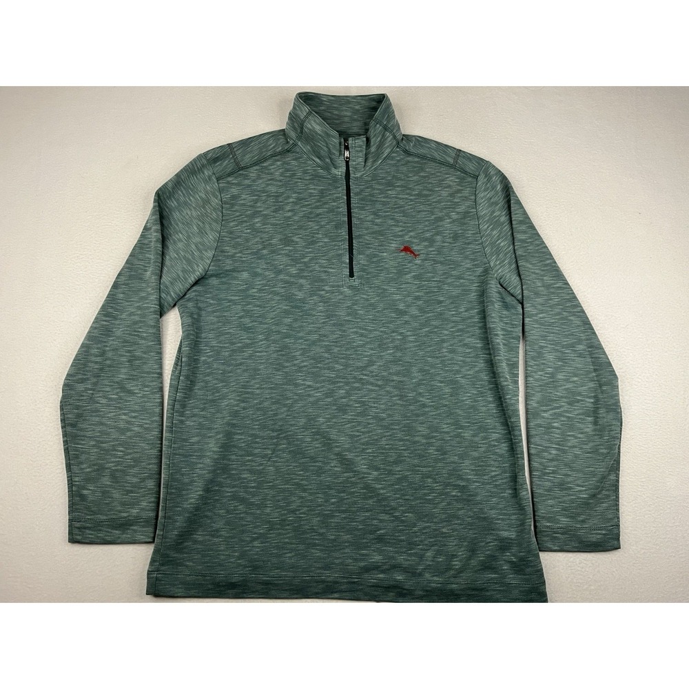 Tommy Bahama Via Del Mar Half Zip Long Sleeve Pullover Shirt Blue - Mens Medium